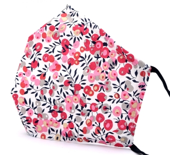 Mondkapje textiel flowers creme-rood