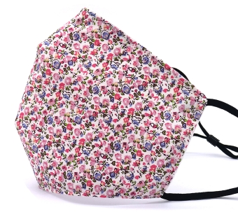 Mondkapje textiel flowers creme-rood