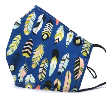 mondkapje katoen feathers blauw 2