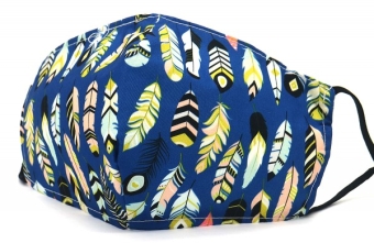 mondkapje katoen feathers blauw