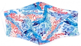 mondkapje flower-print blauw
