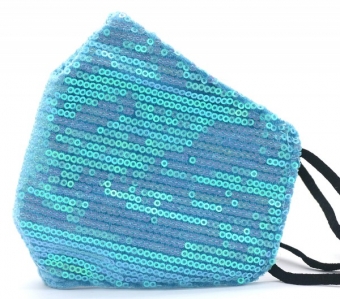Mondkapje glitter aqua-blauw