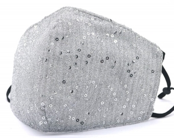 Mondkapje glitter glam zilver 2