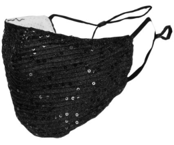 Mondkapje glitter glam zwart 2