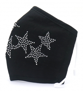 Mondkapje glitter sterren zwart-strass