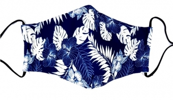 mondkapje katoen flower-print blauw