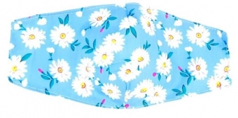mondkapje katoen flower-print lichtblauw