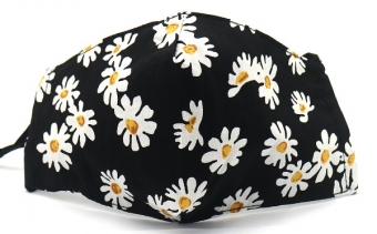 mondkapje katoen flower-print zwart
