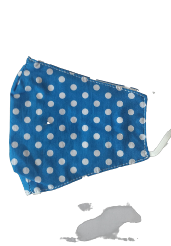 Mondkapje stippen blauw-wit