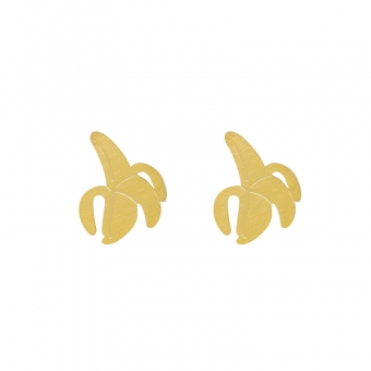 Oorbellen Banana\'s studs RVS goud