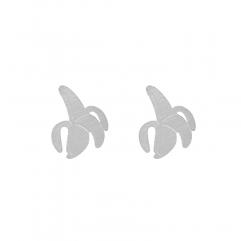 Oorbellen Banana\'s studs RVS zilver
