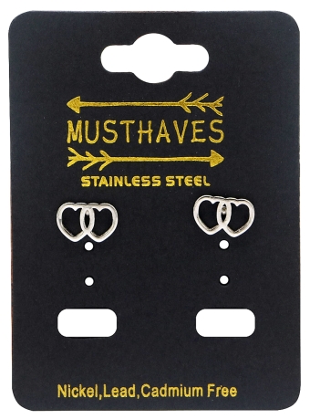 Oorbellen studs Harten st.steel zilver