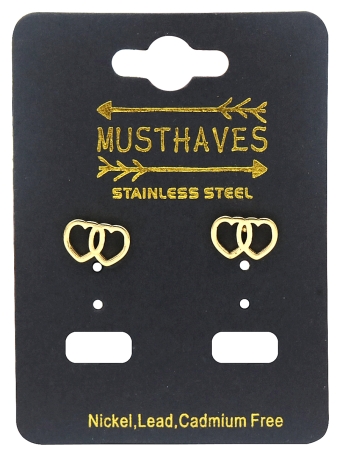 Oorbellen studs Harten st.steel goud