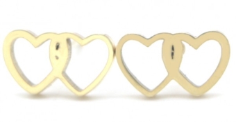 Oorbellen studs Harten st.steel goud