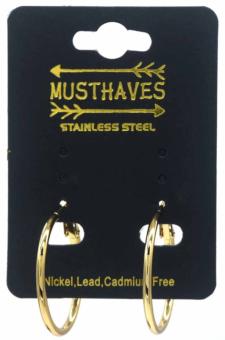 Oorbellen Hoops 3 cm st-steel goud 2
