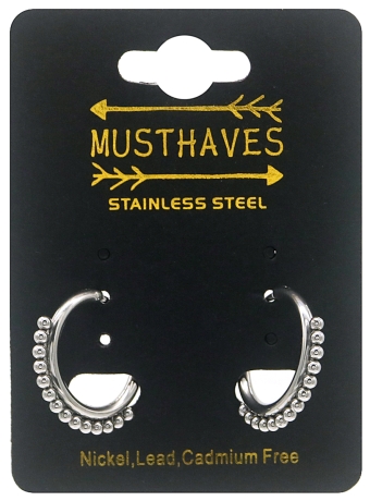 Oorbellen Hoops with balls s.steel zilver 2