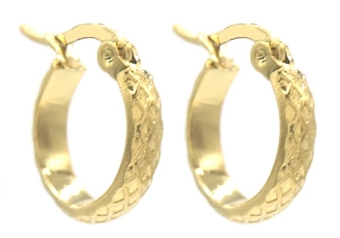Oorbellen Hoops bewerkt 15 mm s.steel goud