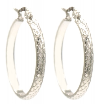Oorbellen Hoops bewerkt 30 mm s.steel zilver