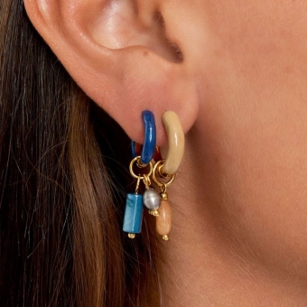 Oorbellen hoops & charms rvs blauw-goud 2