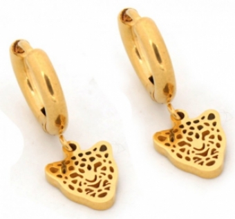 Oorbellen Hoops & Leopard stainless steel goud