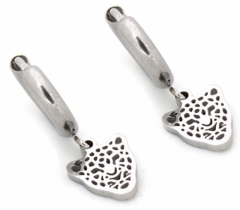 Oorbellen Hoops & Leopard stainless steel zilver