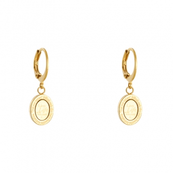 Oorbellen Hoops & Oval Live Life RVS goud