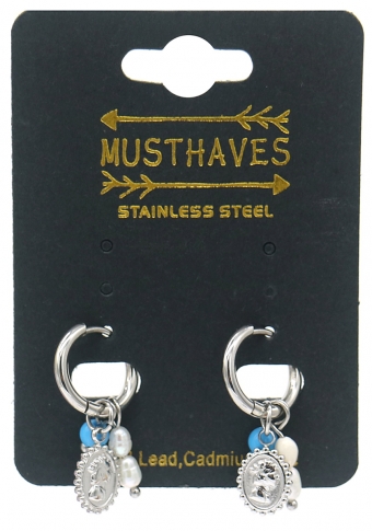 Oorbellen Hoops & charms rvs zilver 2