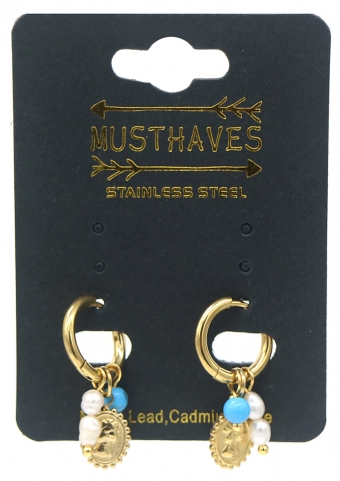 Oorbellen Hoops & charms rvs goud 2