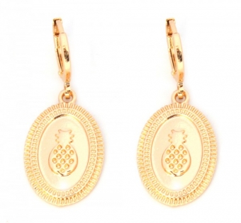 Oorbellen ringen met ovalen met Ananas goud