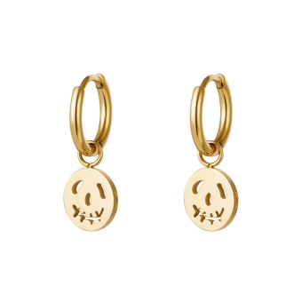 Oorbellen Hoops & pompoen s.steel goud