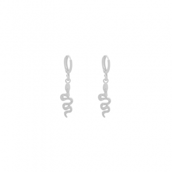 Oorbellen ring met slang silverplated