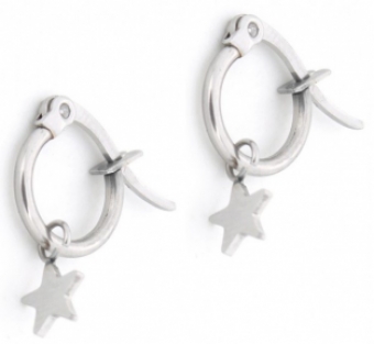 Oorbellen Hoops & Star stainless steel zilver