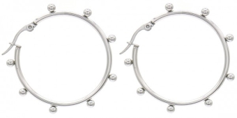 Oorbellen Hoops with balls s.steel zilver
