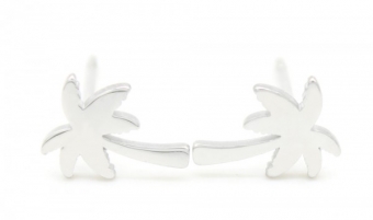 Oorbellen studs Palmboom stainless steel zilver