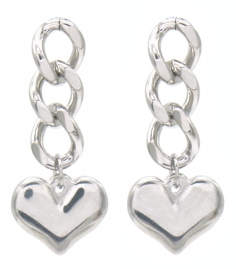 Oorbellen Hart & schakels st-steel zilver