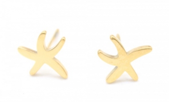 Oorbellen studs Zeester stainless steel goud.