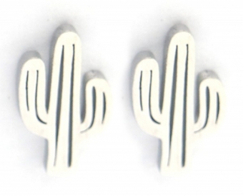 Oorbellen Cactus stainless steel zilver
