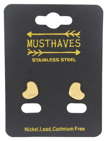 Oorbellen studs Hart st.steel goud