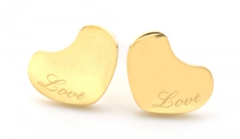 Oorbellen studs Hart st.steel goud