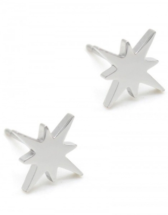 Oorbellen studs noorder ster stainless steel zilver