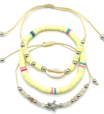Armband beach set a 3 surfbeads créme