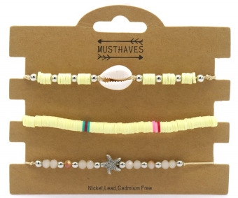 Armband beach set a 3 surfbeads creme 2