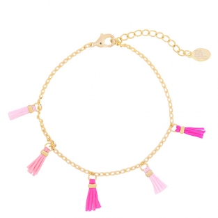 Enkelbandje mini Tassels gold-pink