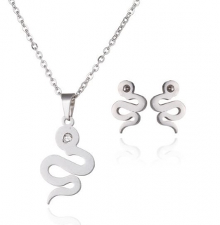 Ketting set Slang stainless steel zilver