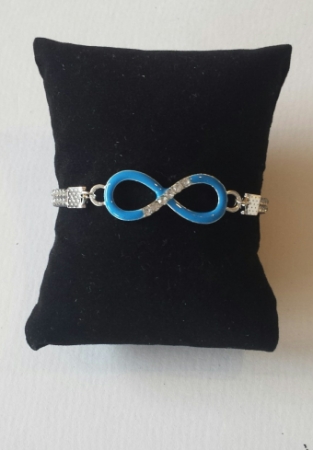 Armband Infinity strass zilver-blauw