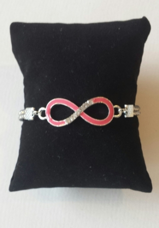 Armband Infinity strass zilver-koraal