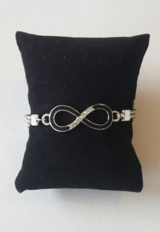 Armband Infinity strass zilver-zwart