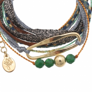 Armband wrap fijn groen-multicolor