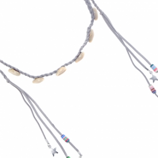 Haarband Boho Shells & Feathers grijs
