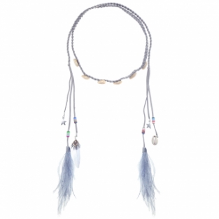 Haarband Boho Shells & Feathers grijs
